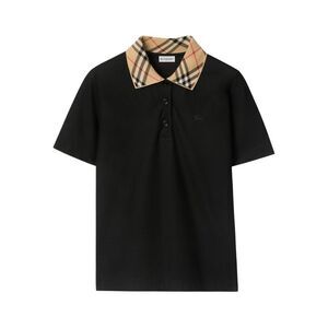 Burberry Women Check Collar Cotton Polo Shirt